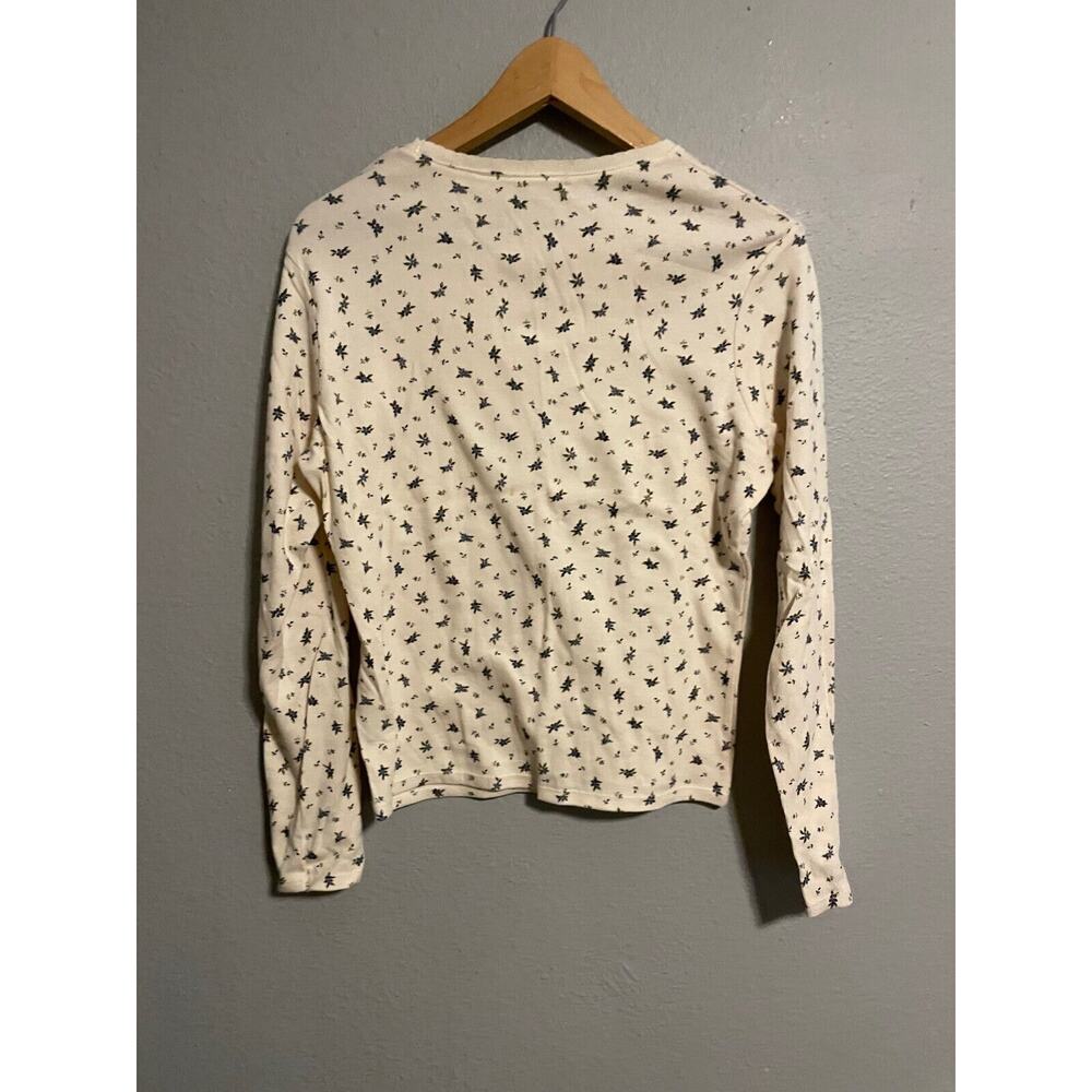 VTG White Stag Womens Top Small Cream Floral Long Sleeve Cottagecore 90s FLAW - Picture 4 of 7